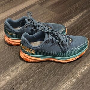 Hoka Teal and Orange Sneakers, 8